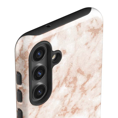 White Rose Gold Marble Galaxy S25 Impact Case